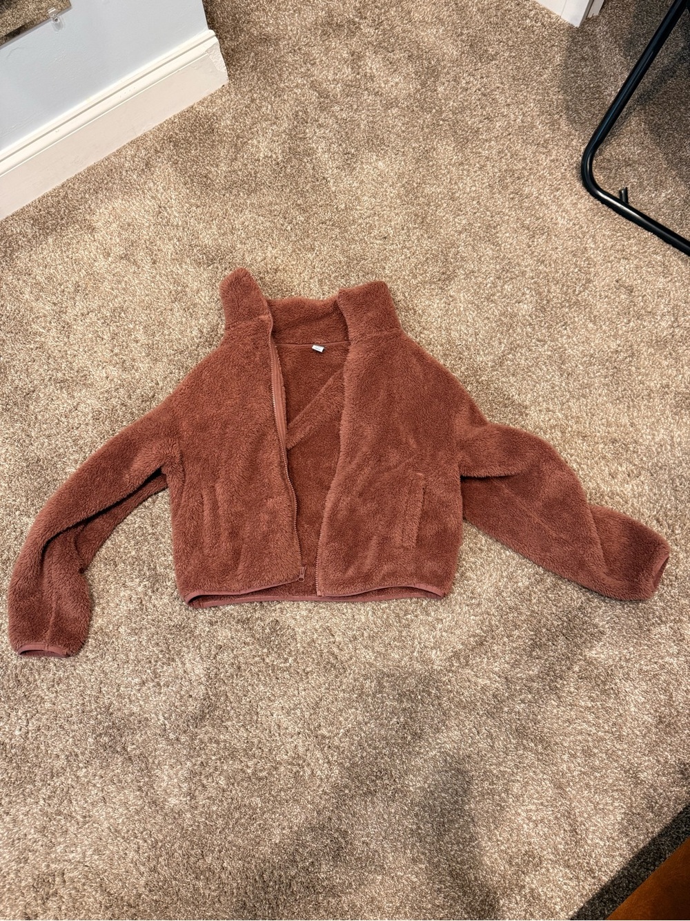 Old Navy Cozy Faux-Sherpa Jacket in Rust Brown